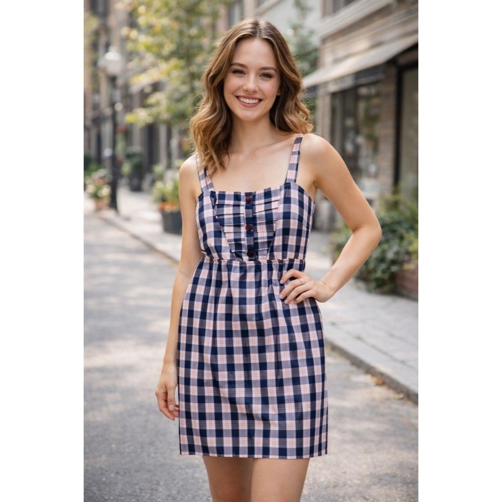 Anthropologie MAEVE Outshine Plaid Taffeta Dress Bow Coquette Preppy X-Small